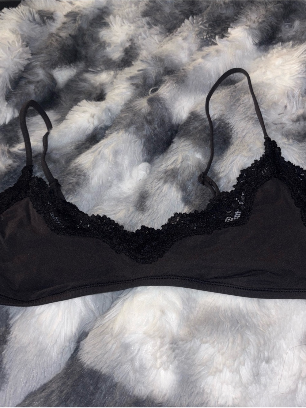 SKIMS Black Lace-Trim Bralette